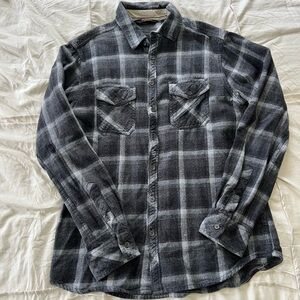 Men's Gray Plaid Button-Down Shirt